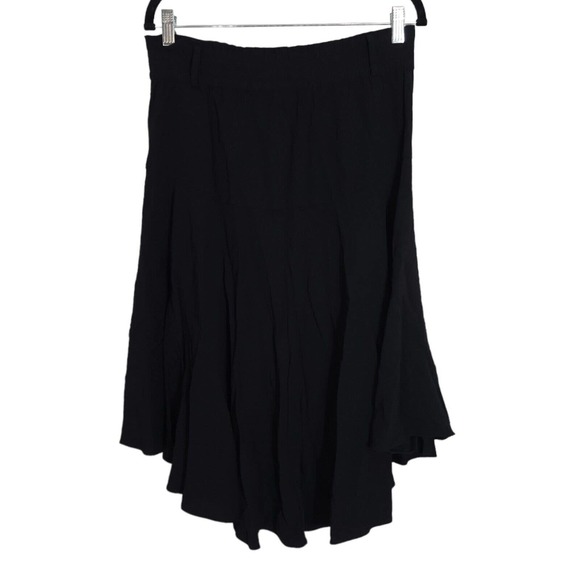 ALC Womens Midi Skirt Black Hanky Hem Paperbag Waist Lagenlook Pockets Size 8 M - Picture 2 of 9